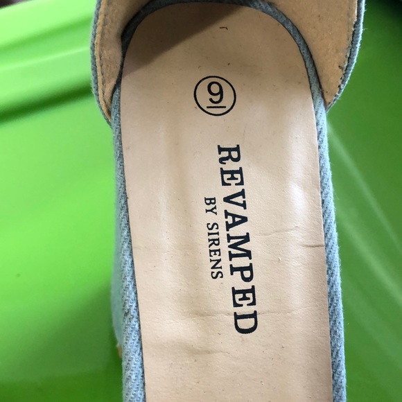 Jean frayed open toe heels - Picture 5 of 9